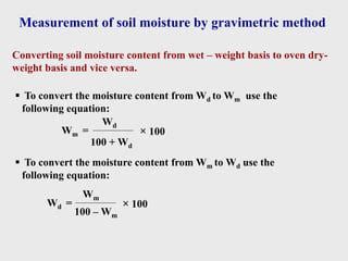 determination of soil moisture content by gravimetric method pdf|formula for soil moisture.